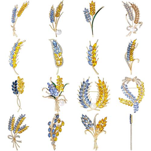 ndy Rhinestone Wheat Ear Brooches for Women Ukrainian Wheats