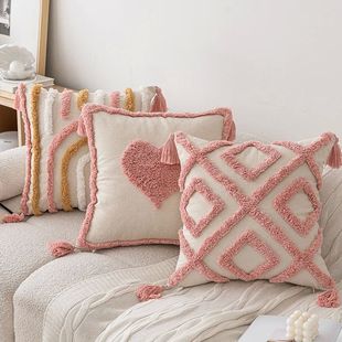 Ins Style Pink Plush Sofa Pillow Case New 45X45 Cushions Cov