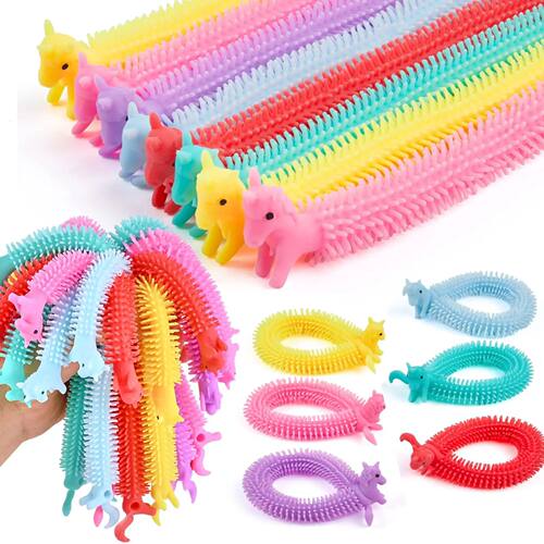10-30PCS Unicorn Worm Noodle Fidget Toys Stretchy String Sen