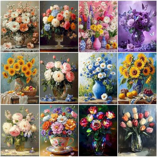 Paint By Adult Numbers Indoor decorative flower vase Arts Cr