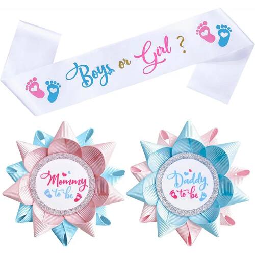 Mom to Be Pin Baby Shower Dad to Be Pin Boy or Gril Sash for