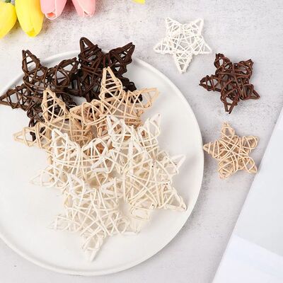10PCS Wood Coffee White Rattan Ball Heart Stars DIY Accessor