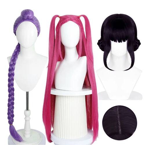 Movie Kpop Anime Cosplay Wigs Purple Black Red Long Hair Hea