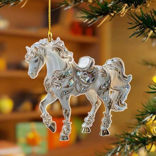 Christmas Horse Pendant 2D Flat AcrylicFunny Cute Car Rearvi