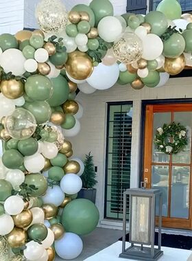 139pcs,Sage Green Balloon Wreath Set Oh Baby Shower Olive Ma