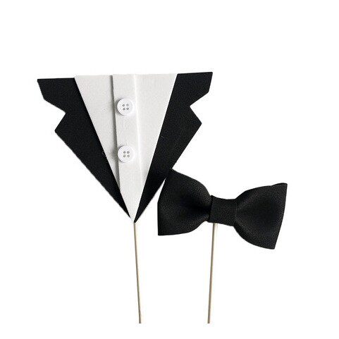 Father's Day Baking Cake Decoration Black And White Suit Bow