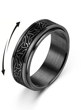 Viking Celtic Knot Rune Rings For Men Rotating Stainless Ste