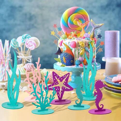 12 Pcs Mermaid Felt Table Centerpiece,Little Mermaid Birthda