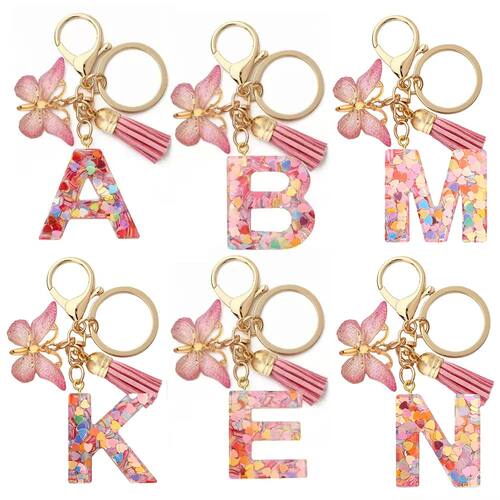 Fashion DIY A-Z Letters keychain Metal Holder Pendent Key Ch