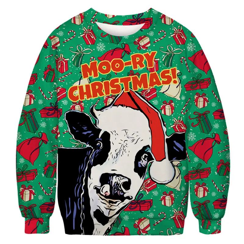 Ugly Christmas Sweater 3D Print Funny Xmas Pullover Hoodie S