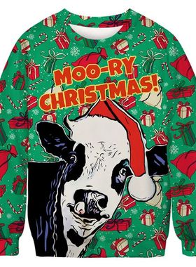 Ugly Christmas Sweater 3D Print Funny Xmas Pullover Hoodie S