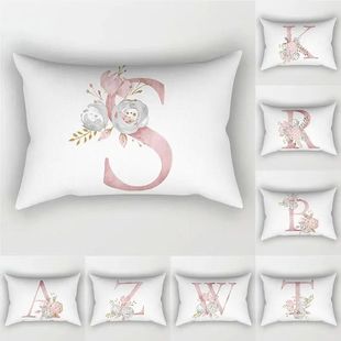Pink Letter Cushion Cover 30x50 Polyester Pillowcase Sofa Cu