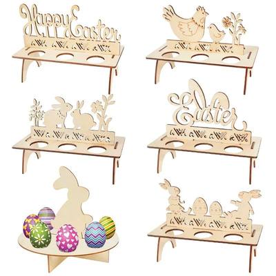 Easter Decoration for Home Wooden Easter Egg Holder Shelves