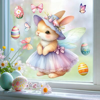 Easter Stickers Angel Rabbit Showcase Entrance Glass Electro