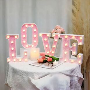 Pink Romantic LED Light 6.3-inch Pink Decorative Alphabet Nu
