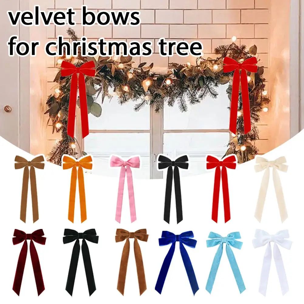 12PCS Velvet Christmas Bows Christmas Tree DIY Hanging Ornam