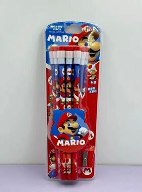 12pcs Super Mario Bros Pencil Set Anime Children HB Pencil w