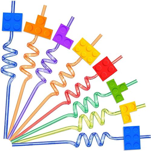 8Pcs Building Blocks Drinking Straws Reusable For Kids Adult