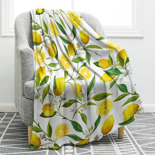 Lemon Blanket Fruit Cartoon Flannel Throw Family Blanket Off