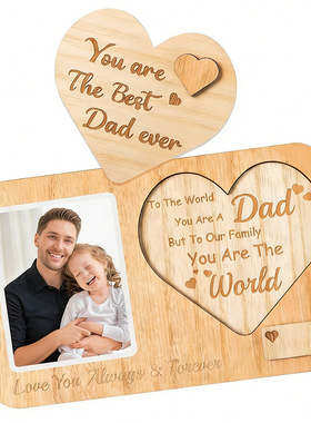 Father's Day Photo Frame Table Wooden Heart-shaped Message H