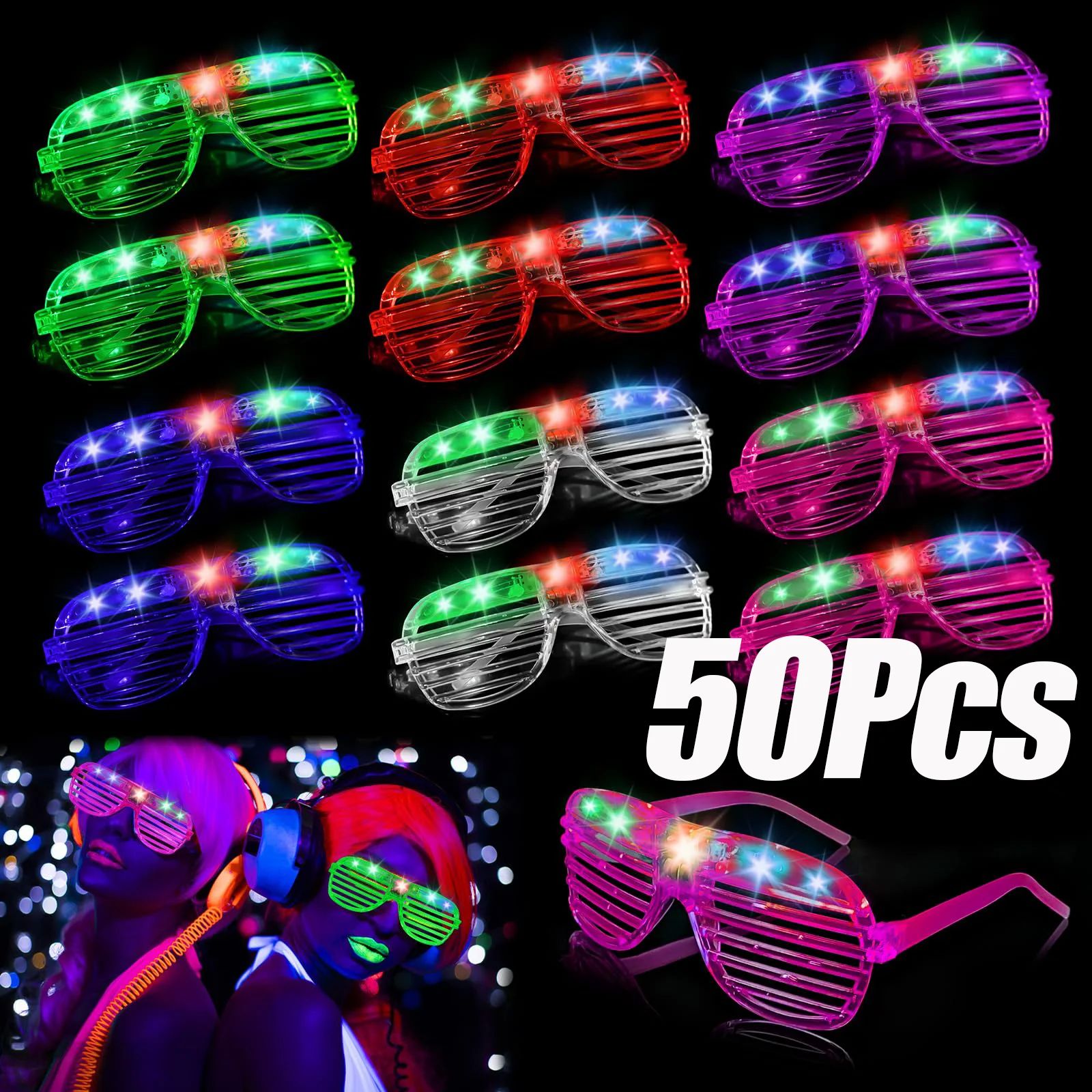 Glow in the Dark LED Eyeglasses 6 Neon Colors Blinds Lampsha 节庆用品/礼品 装饰灯 原图主图