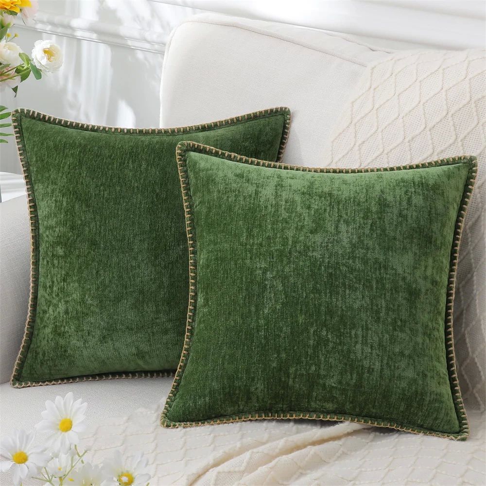 Kitinjoy Chenille Pillow Cover 45x45cm Soft Throw Cushion Co