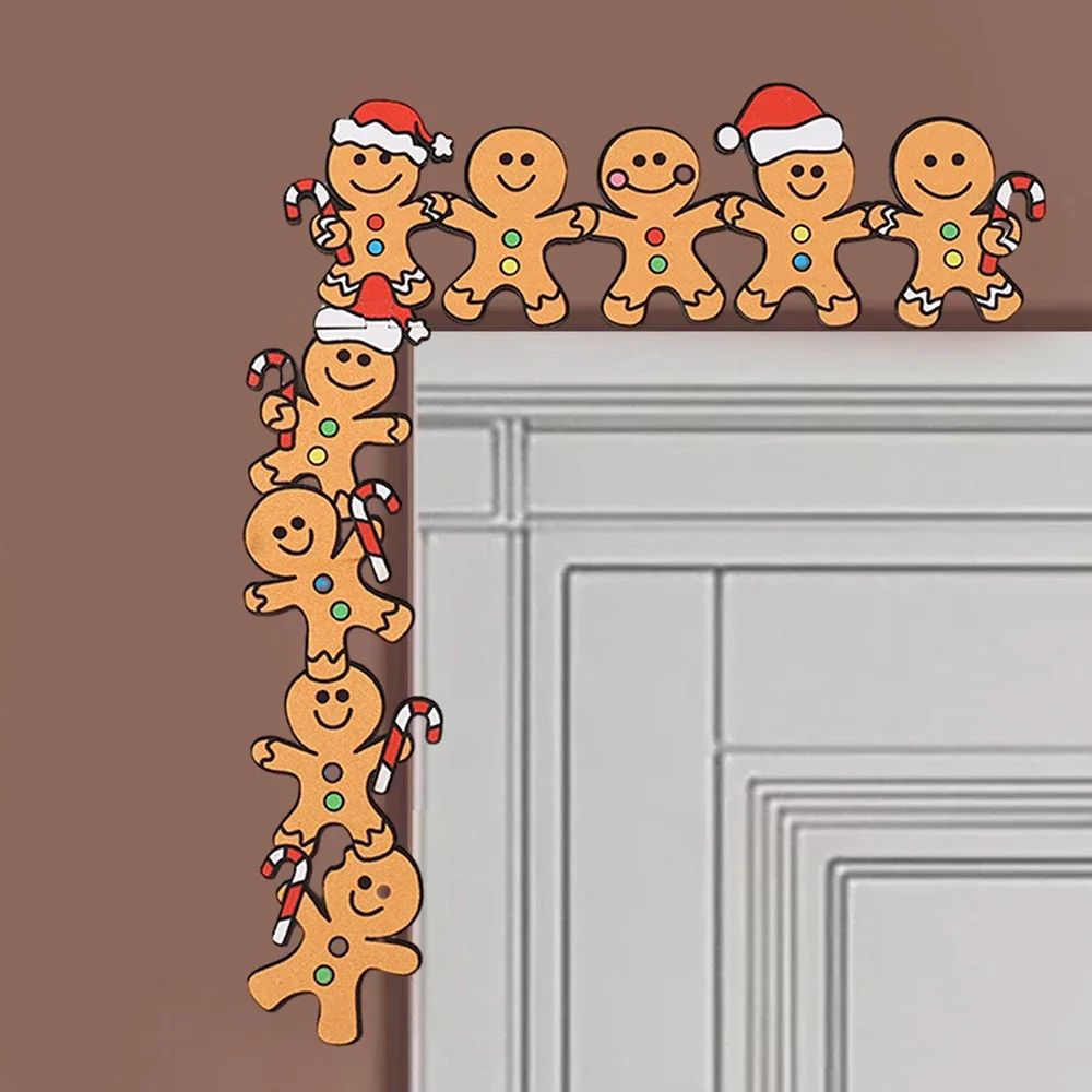 Cute Wood Gingerbread Man Christmas Door Corner Decoration W