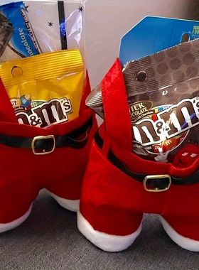 2/6pcs Santa Claus Pants Gift Bags with Golden Buckle Closur