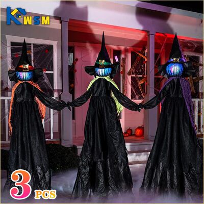 3PCS Halloween Colourful Glow Three Hand-Holding Witches Sou