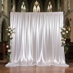 Satin Backdrop Curtain,with Rod Pocket for Wedding,Birthday,
