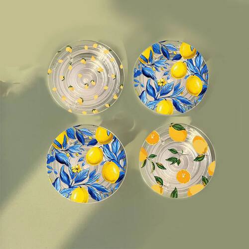 Cute Summer Fruit Yellow Lemon Griptok Clear Phone Grip Stan