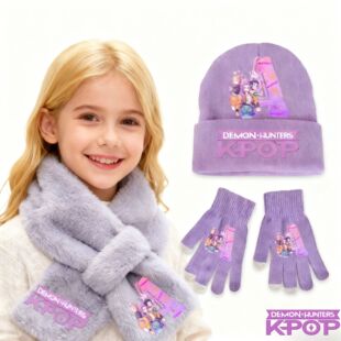 Set Pop Demon Snug Kids Sweet Hunters Winte Girl Knit 3Pcs