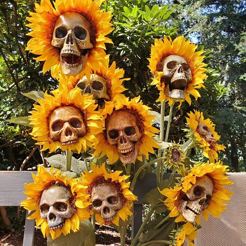 Halloween decorations sunflower skull garden artificial flow