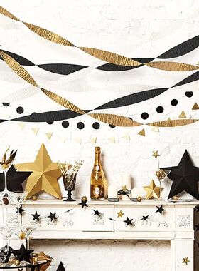 Black Gold Birthday Party Samer Rolls Decoration Crepe Paper