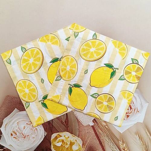 20pcs Disposable Tissues Yellow Citrus Paper Napkin Summer F