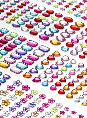 1-6Sheets 3D Gem Acrylic Crystal Stickers Kids DIY Decoratio