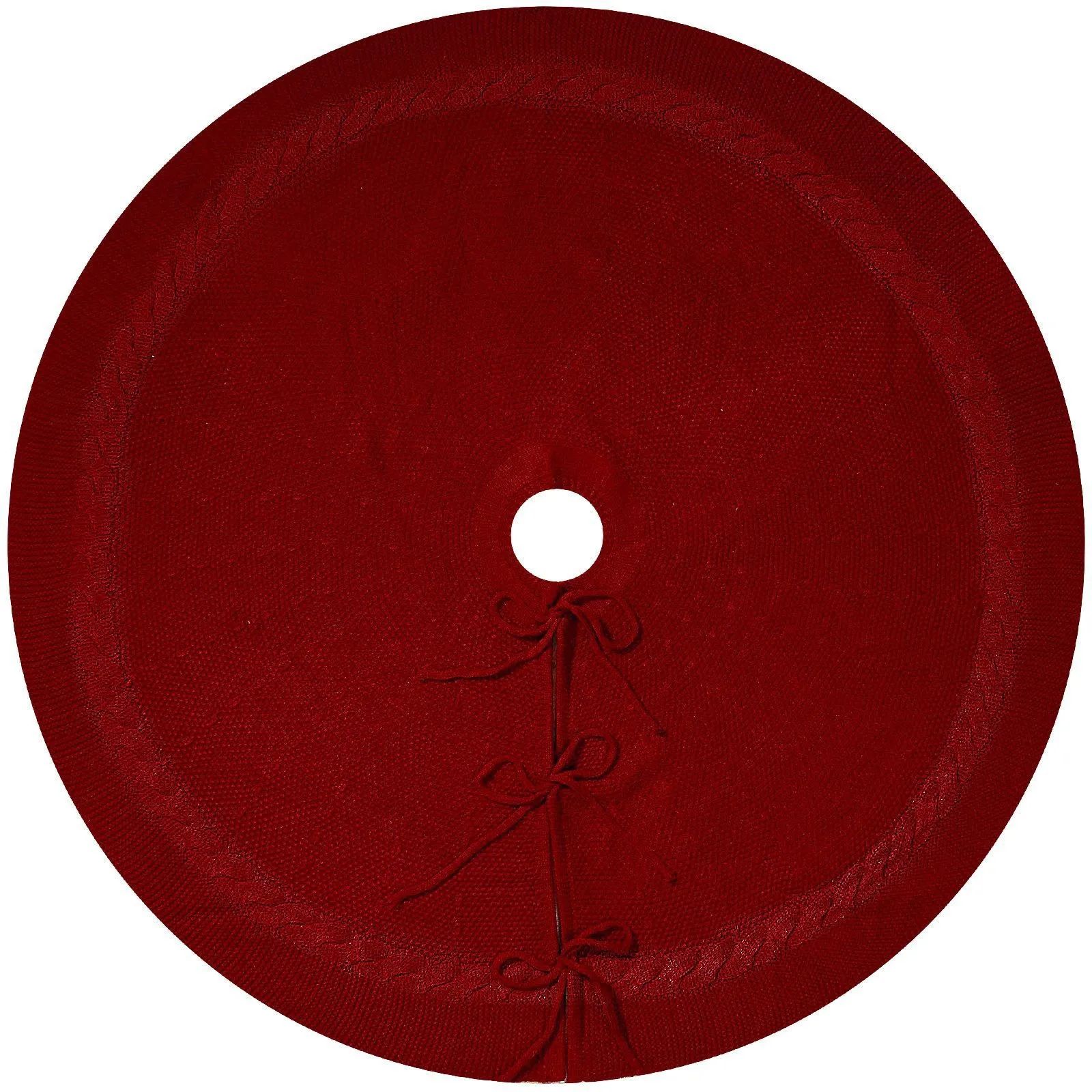 New Cable Knitted Christmas Tree Skirt Round Thicken Rustic