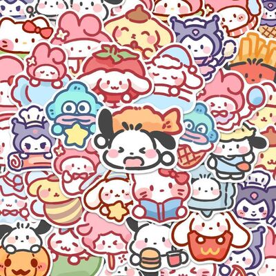 100pcs Cute Cartoon Sanrio Stickers My Melody Kuromi Handbag