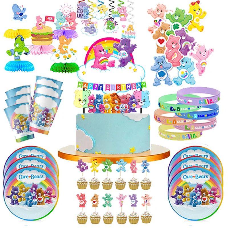 Miniso Care Bear Party Supplies Disposable Plate  Napkin Tab