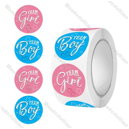 500pcs Per Roll Team Boy Team Girl Gender Reveal Pink Blue R