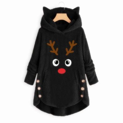 Christmas Sweater for Women Plus Size Hooded Coats Jumper pu