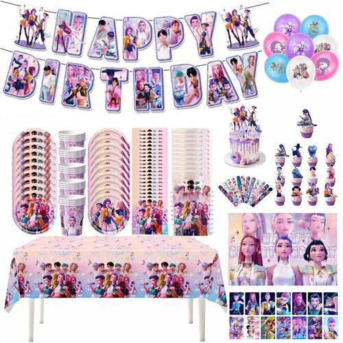 K-Pop Kids Birthday Party Supplies Set - Disposable Tablewar
