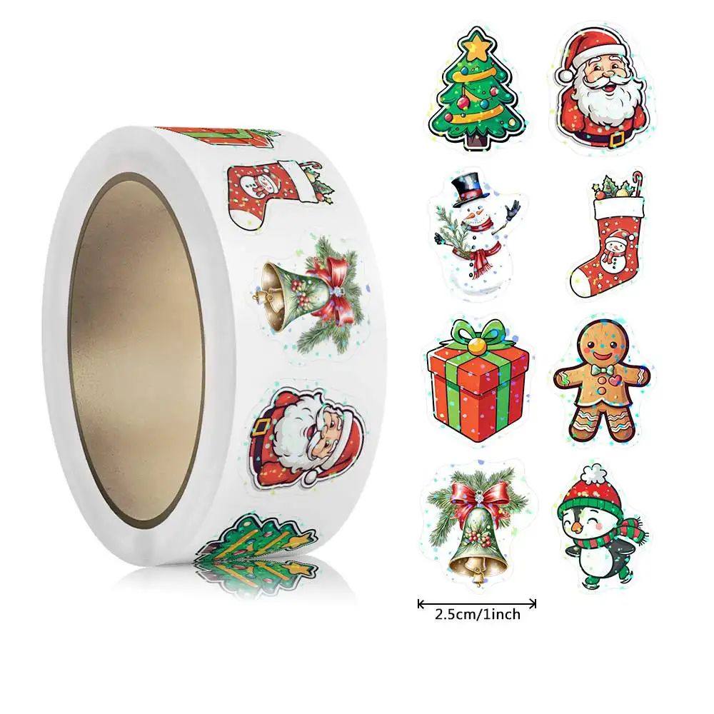 500pcs Laser Cartoon Christmas Stickers Christmas Gift Wrapp