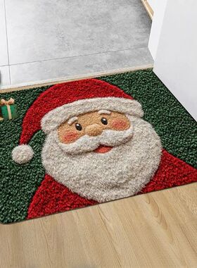Christmas Door Mat Plaid Pattern Welcome Rug Festive Home De
