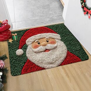 Christmas Door Mat Plaid Pattern Welcome Rug Festive Home De