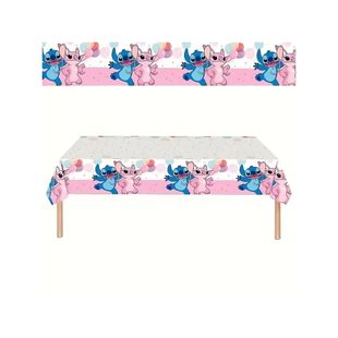 Stitch And Angel Princess Plastic Tablecloth - Colorful Ball