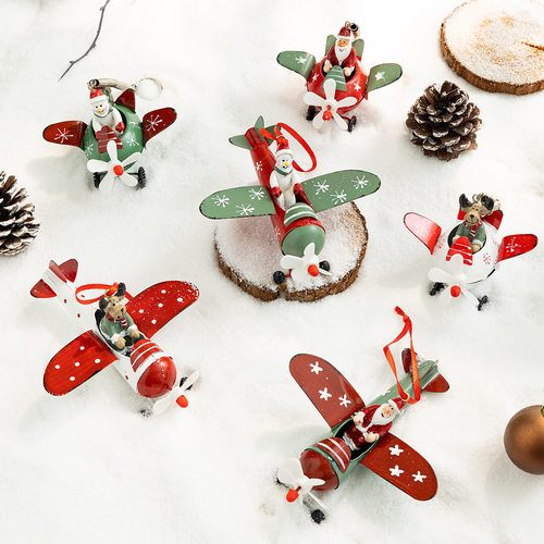 Christmas Snowman Elderly Elk Airplane Iron Pendant Home Des