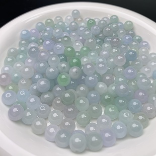 精品高冰缅甸翡翠散珠巴山翠玉珠子圆珠diy串手链项链材料包邮