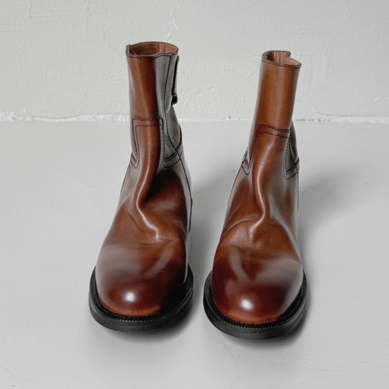 平跟橡胶四季通用头层猪皮短筒西部靴