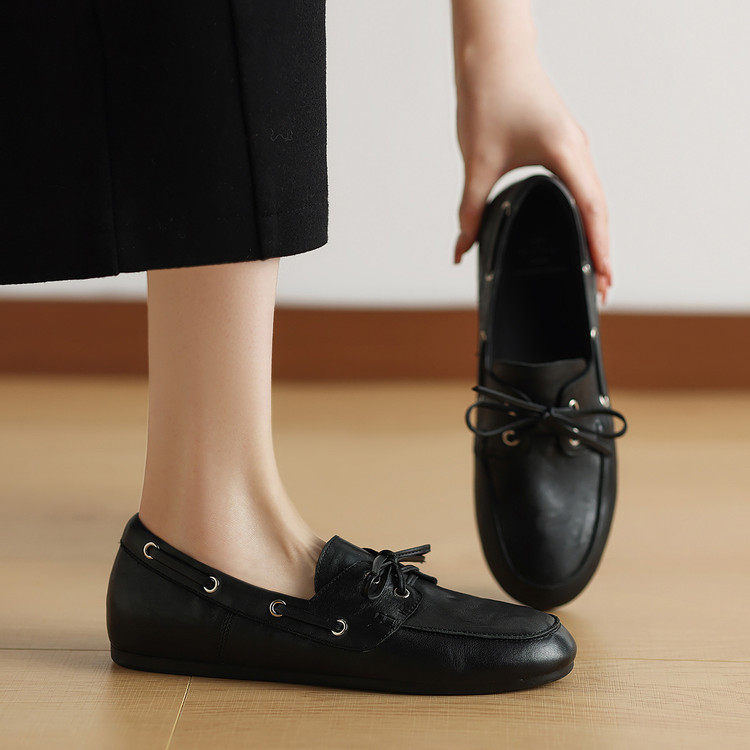 圆头平底橡胶胶粘工艺头层猪皮深口单鞋,女鞋,深口单鞋,淘宝优惠券,粉丝福利购,淘宝优惠卷